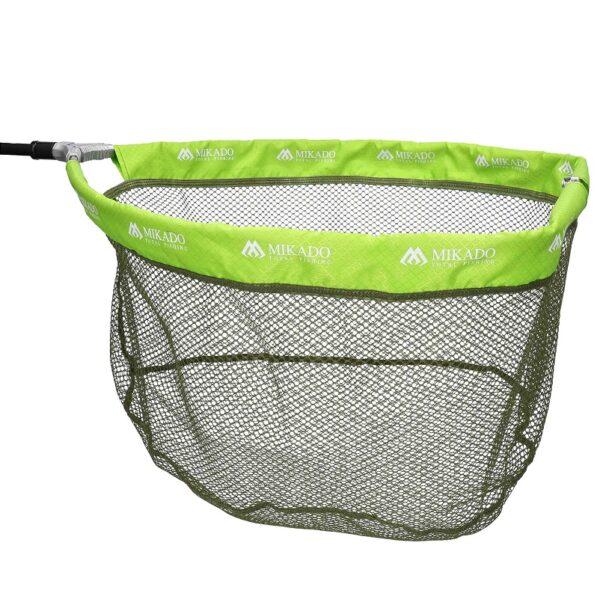 The Mikado Landing Net Head 50/45cm Soft Mesh, measuring 50x45 cm - designed for anglers seeking a reliable yet compact net.