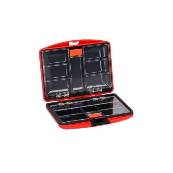 The Mikado Double-Sided Box with Compartments (11x9x2.5 cm) - perfect for anglers seeking organized storage for their lures and accessories.